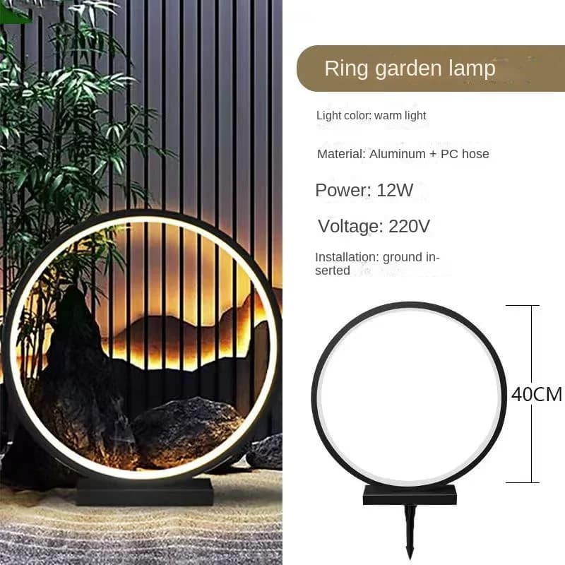 Lampe de jardin circulaire pour rue applique murale créative lampe de pelouse circulaire domestique 