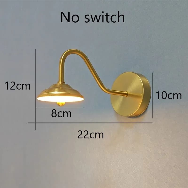 Lampes murales incurvées dorées modernes applique murale intérieure avec interrupteur à prise lampes