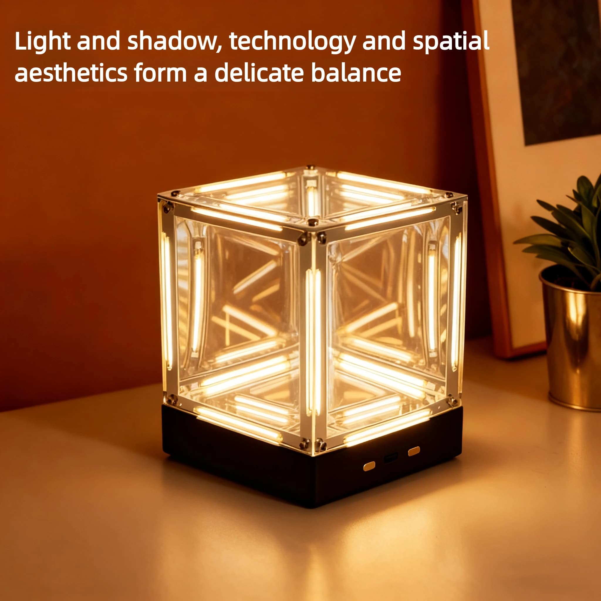 Lampe de nuit 4D Hypercube Tesseract pour salle de jeu, boîte mystère cubique et présentoir de figur