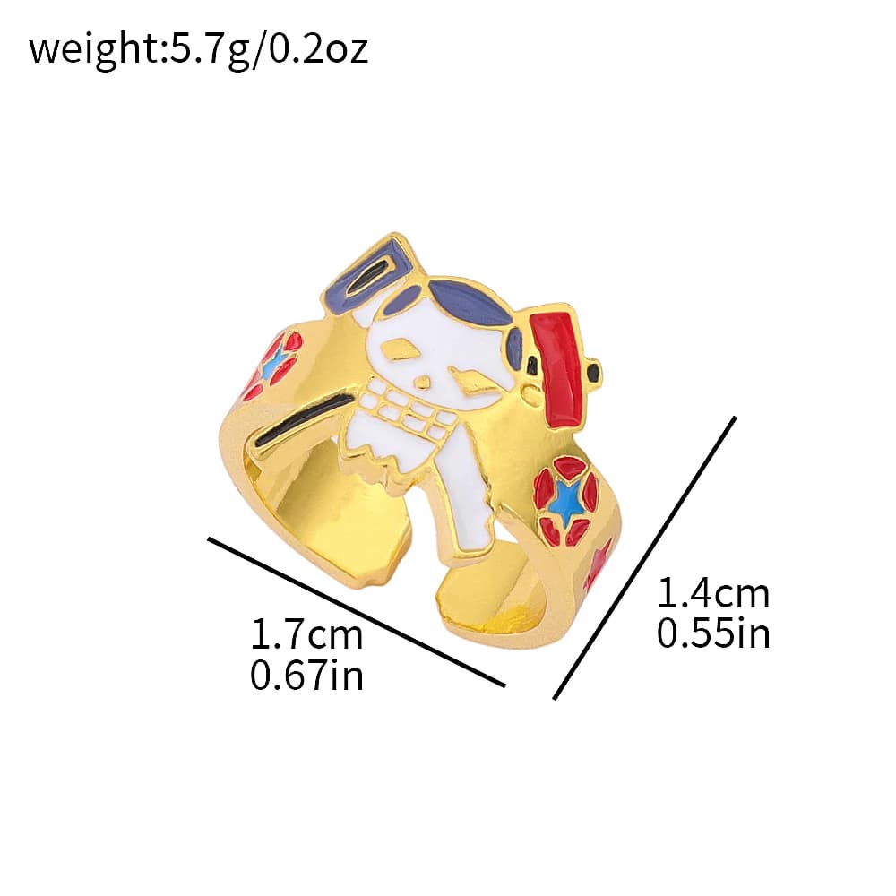 Bague ajustable avec logo tête de mort One Piece - Accessoire de cosplay pour fans d'anime et d'aven