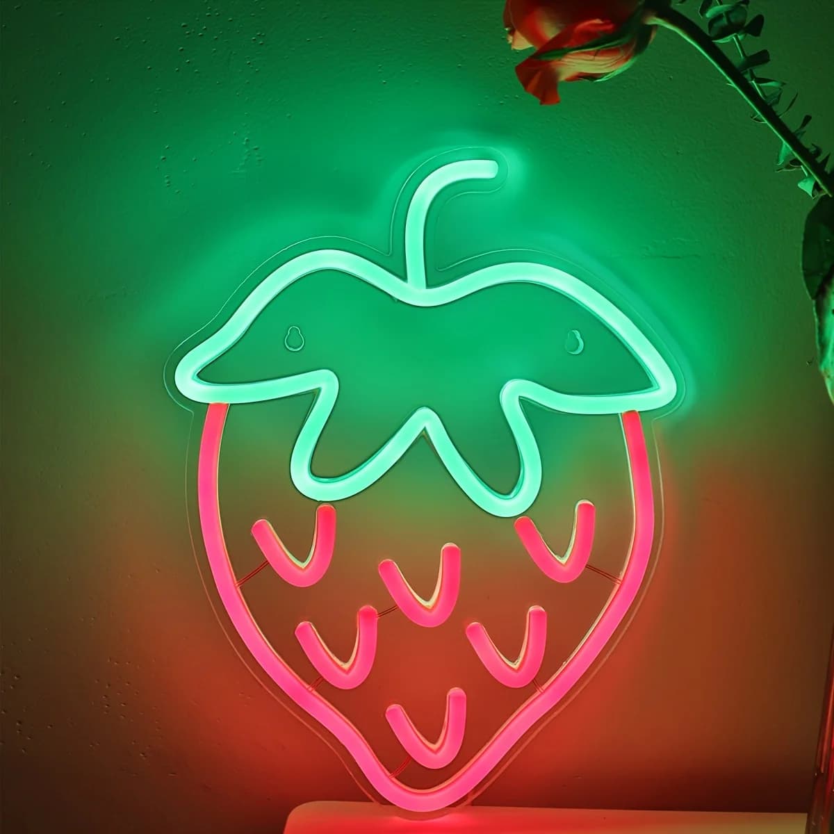 Enseigne au néon fraise LED, décoration murale pour salle de jeux, magasin, fête, cuisine, Restauran