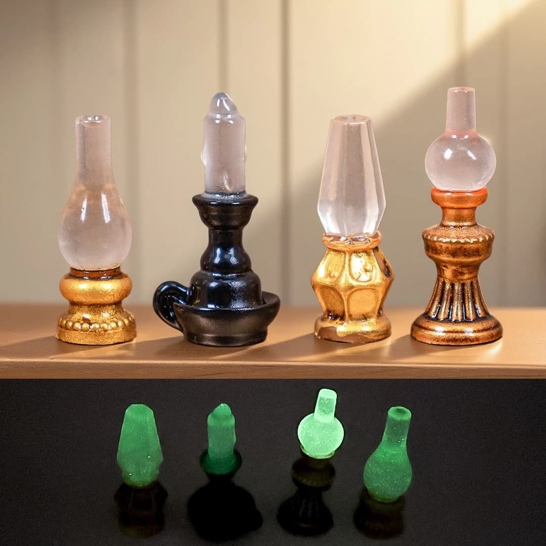 35 pièces de mini lampes rétro européennes, lampadaires miniatures, lampes à huile lumineuses, éclai