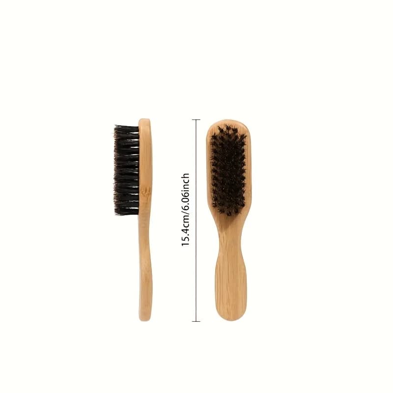 Brosse de nettoyage en poils de sanglier, manche en bois, brosse de coiffure pour barbe, antistatiqu