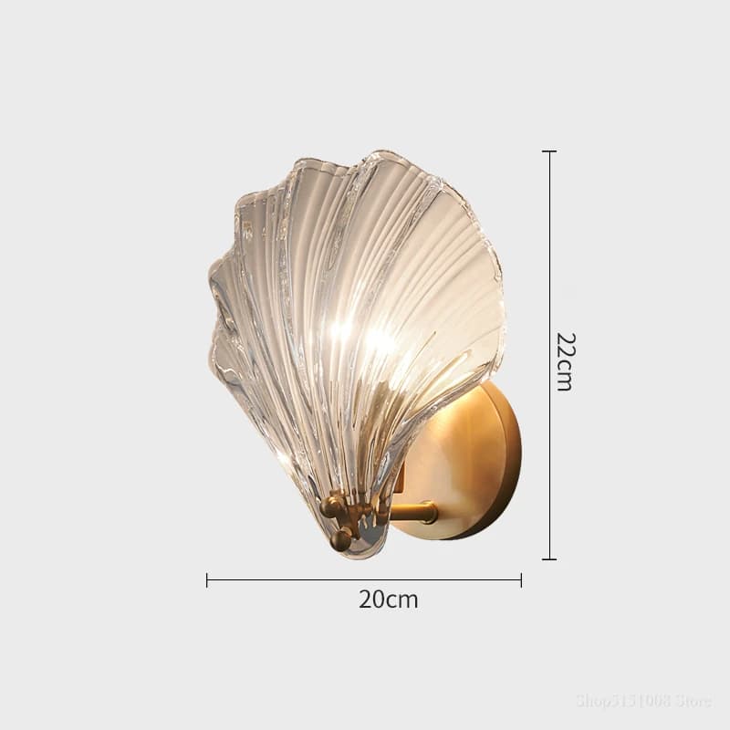 Applique Murale en Laiton en Forme de Coquillage au Design Nordique Moderne, Luminaire en Verre Tran
