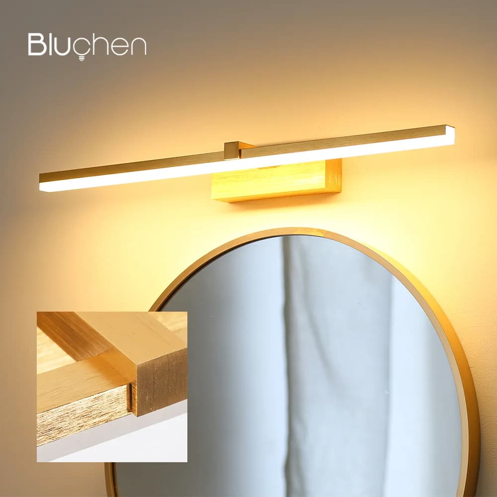 Applique murale dorée 40cm 51cm pour chambre à coucher, éclairage LED mural pour miroir, montage en 