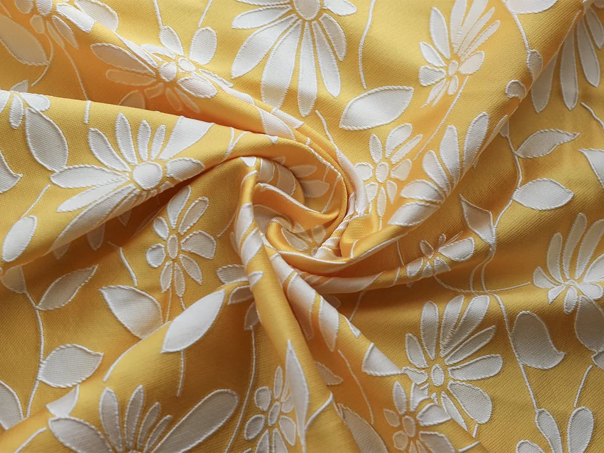 Tissu Jacquard à fleurs jaunes et blanches, couleur fraîche, soulagement du printemps et de l'été, b