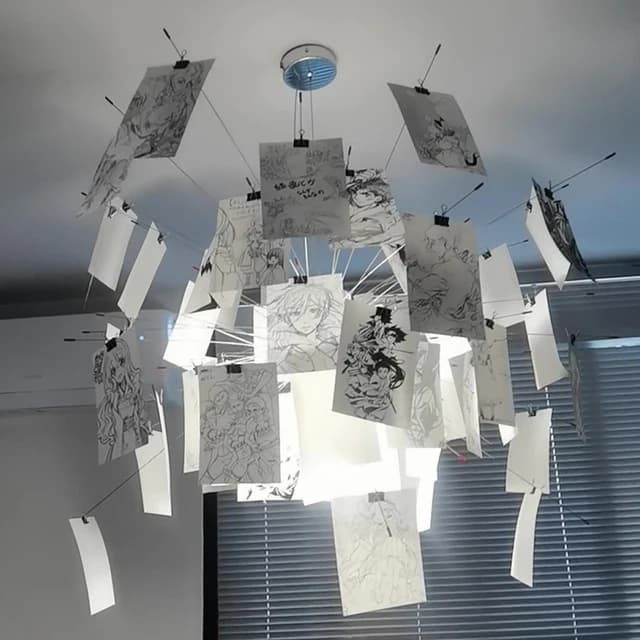 Lingo Maurer Zettel – plafonnier LED en papier, réplique de la lampe E27 de styliste, pour salon, sa