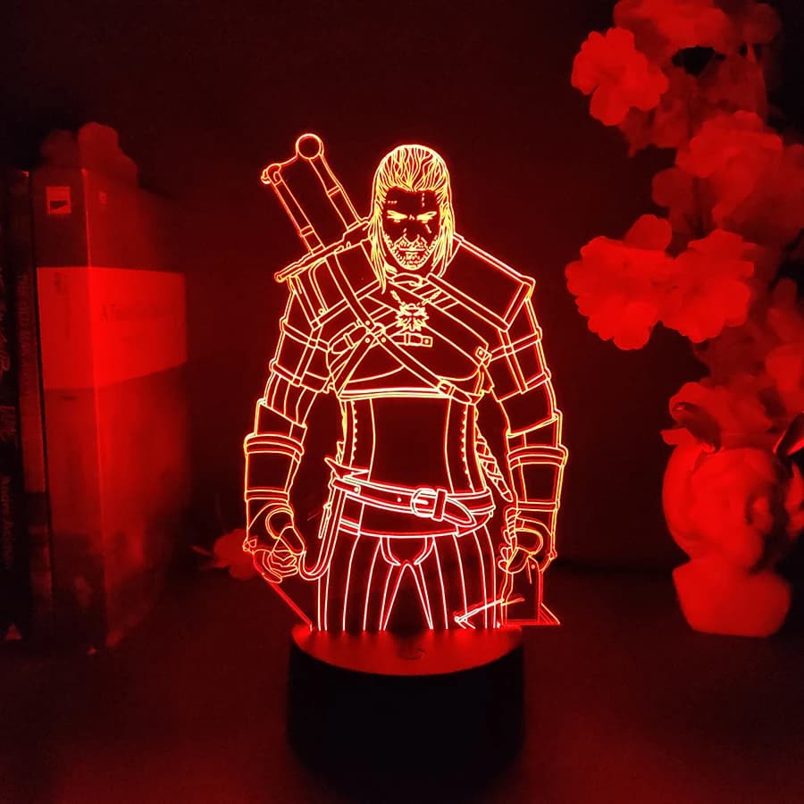 Veilleuse figurine d'action Witcher LED, lampe de jeu cool, décoration PC, éclairage RVB, cochon dos