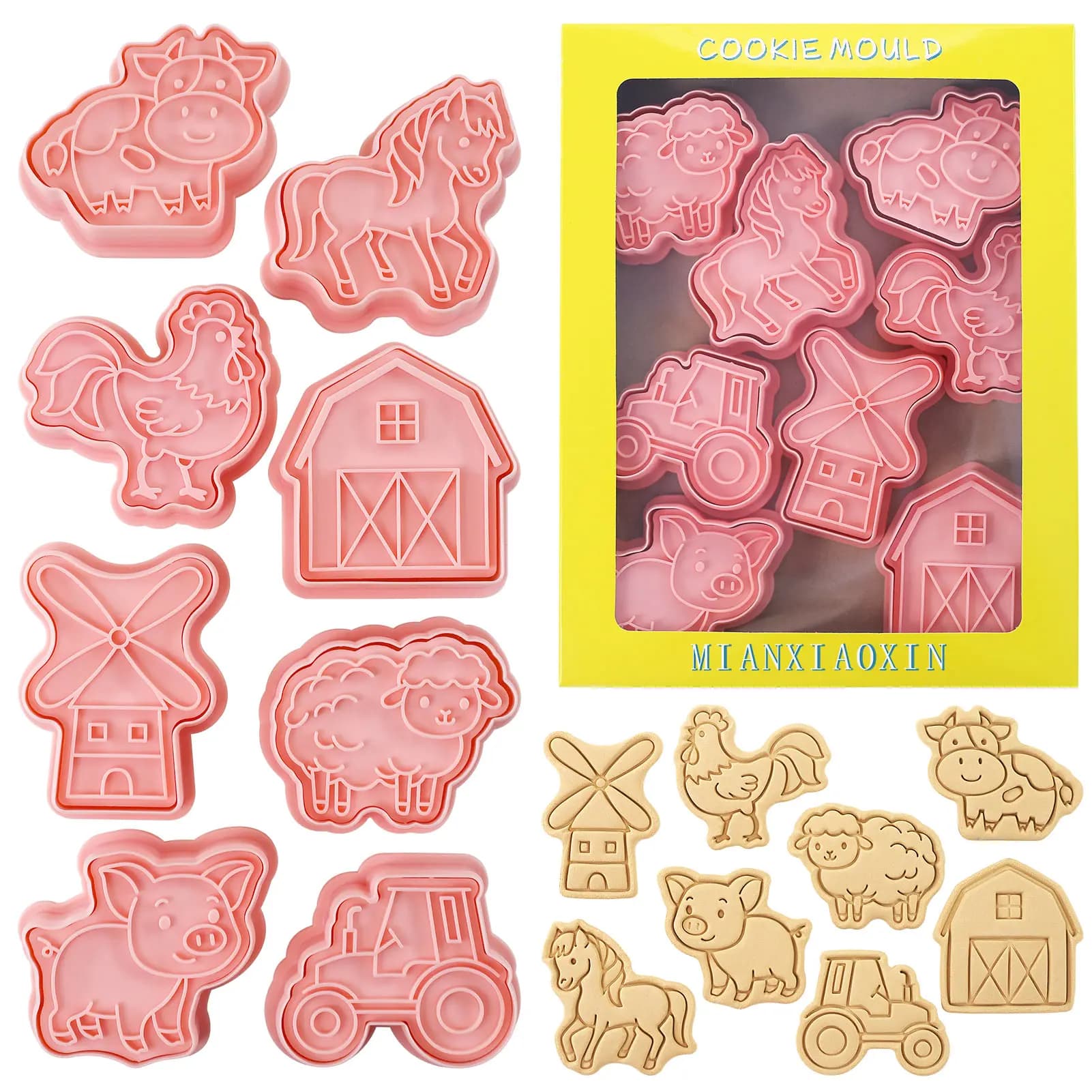 8 pièces coupe-biscuits animaux de ferme vache chèvre grenouille abeille forme biscuits moules frais