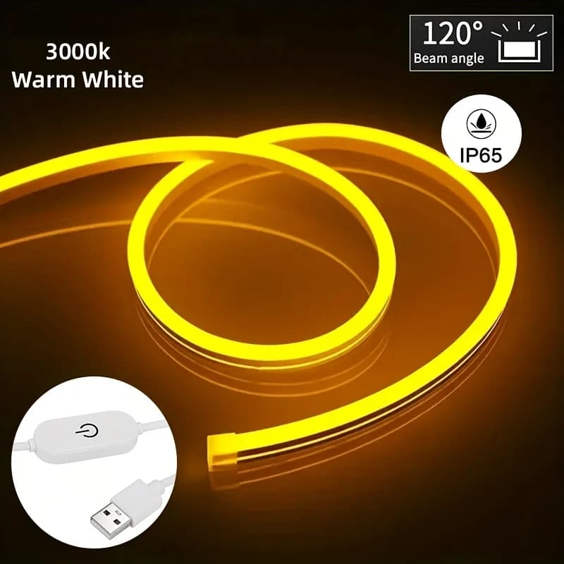 Bande lumineuse LED néon, interrupteur à capteur tactile intelligent, panneau néon à intensité varia