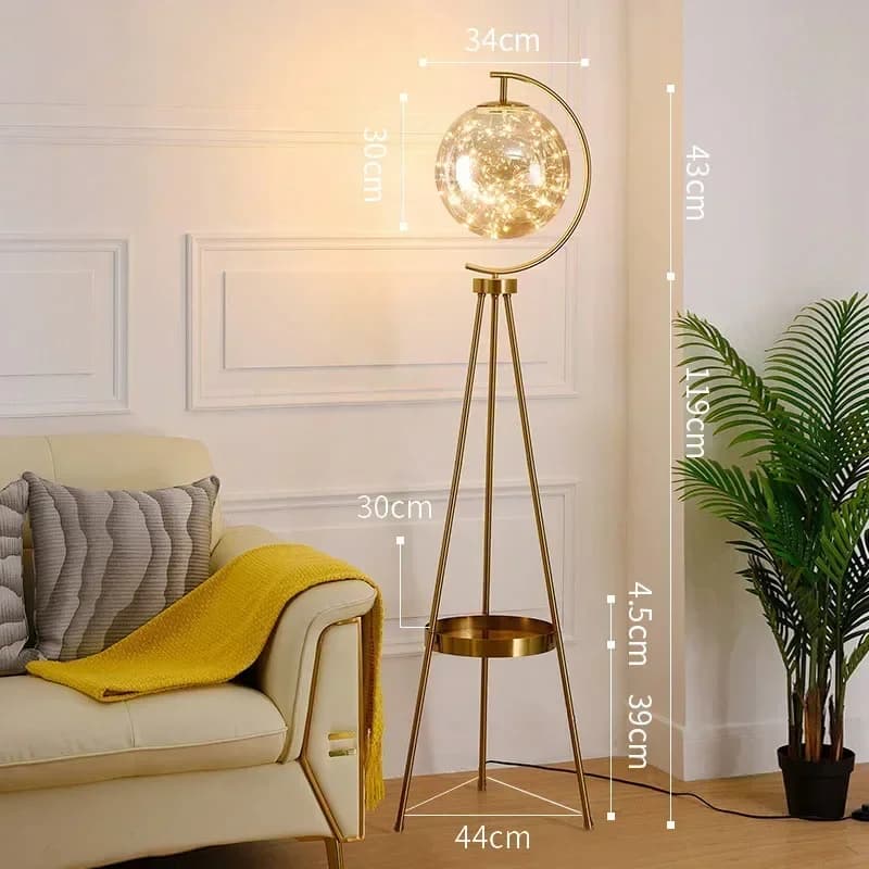 Lampadaire LED de luxe nordique pour salon, chambre à coucher, chevet, bureau, avec boule de verre c