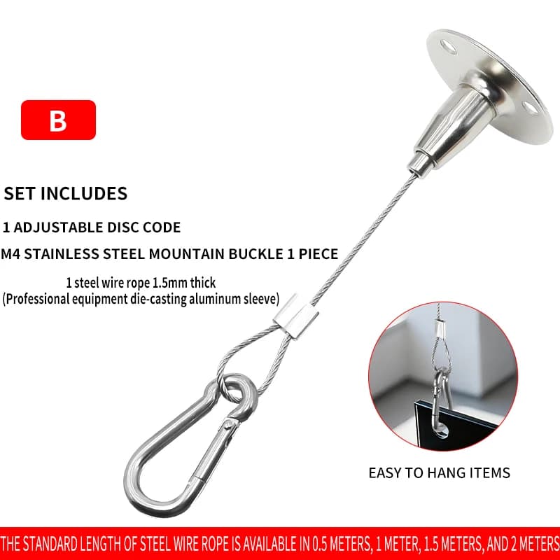 Kit de suspension de plafond réglable, câble de suspension en acier inoxydable robuste de 1,5 mm, ut