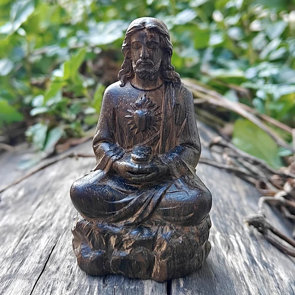 3. Statue de Jésus en bois sculptée à la main de 1 pouce, un objet décoratif artisanal adapté aux dé