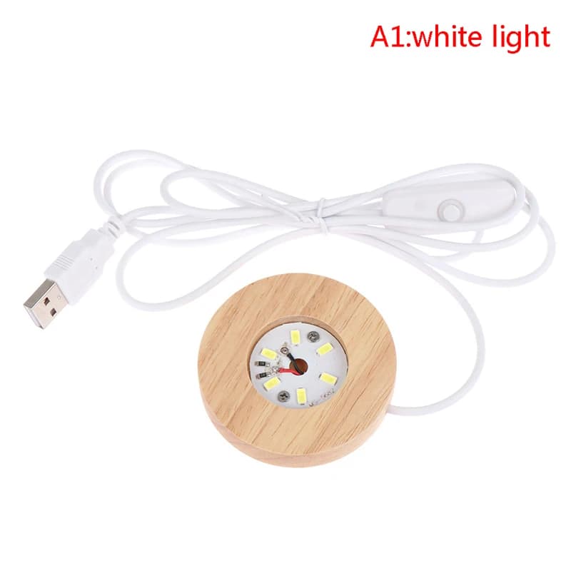 Lampes décoratives de bureau en bois, Base lumineuse, veilleuse Led en bois, présentoir Usb, support