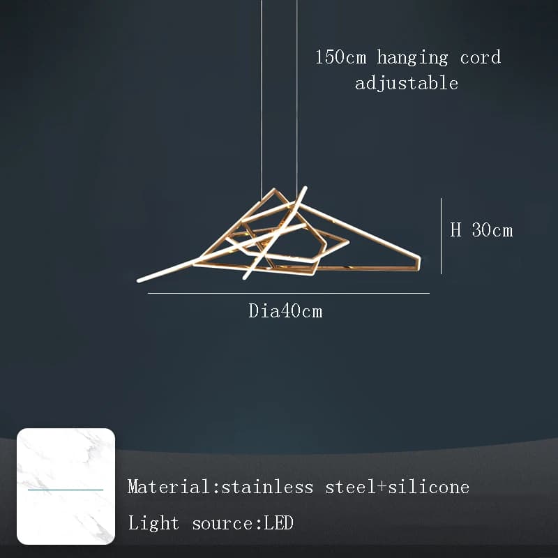 2024 Lustre moderne en acier inoxydable Suspension Luminaire Led lampe suspendue Lustre décor à la m