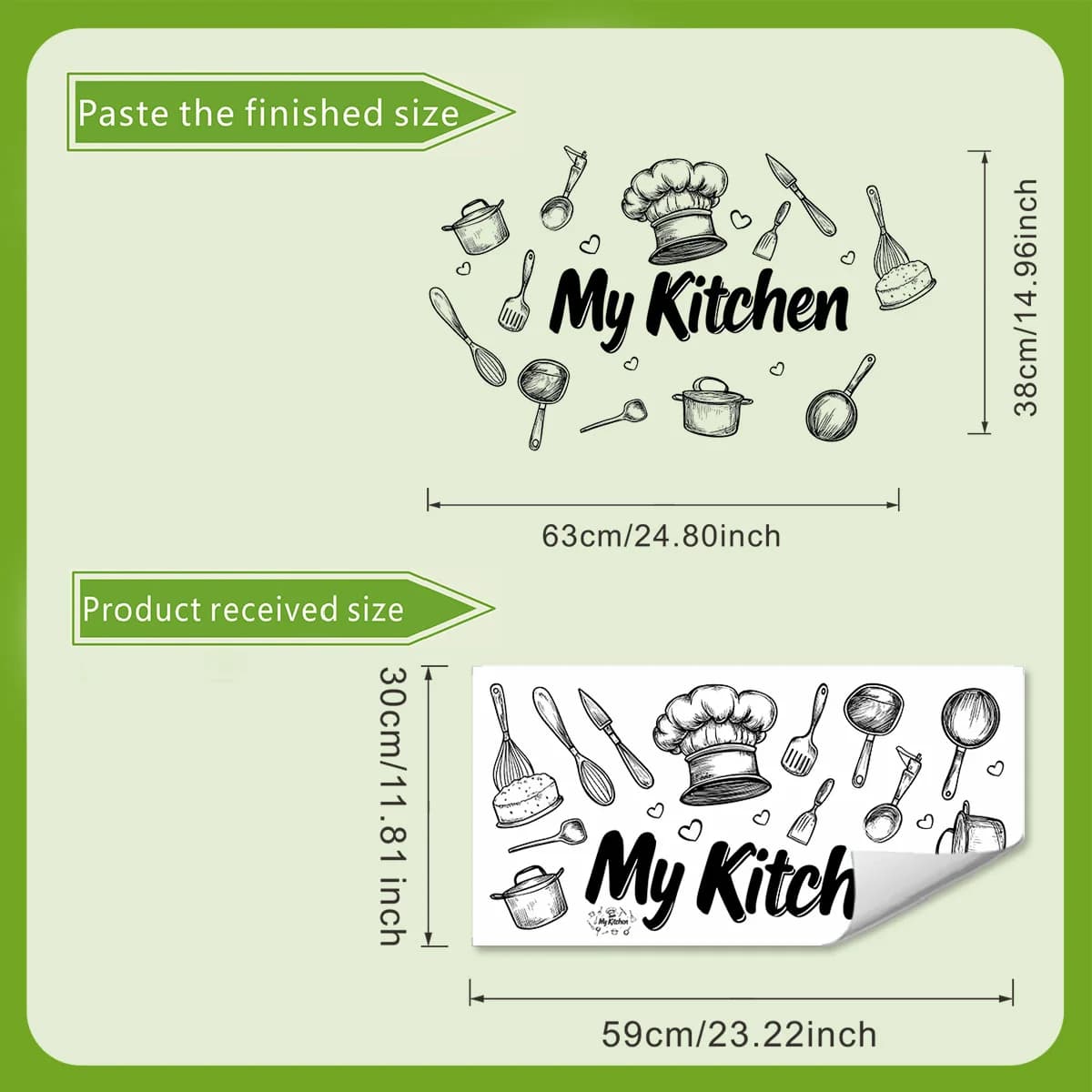 Autocollant mural auto-adhésif en PVC, 1 pièce, ustensiles de cuisine créatifs, motif imperméable, d
