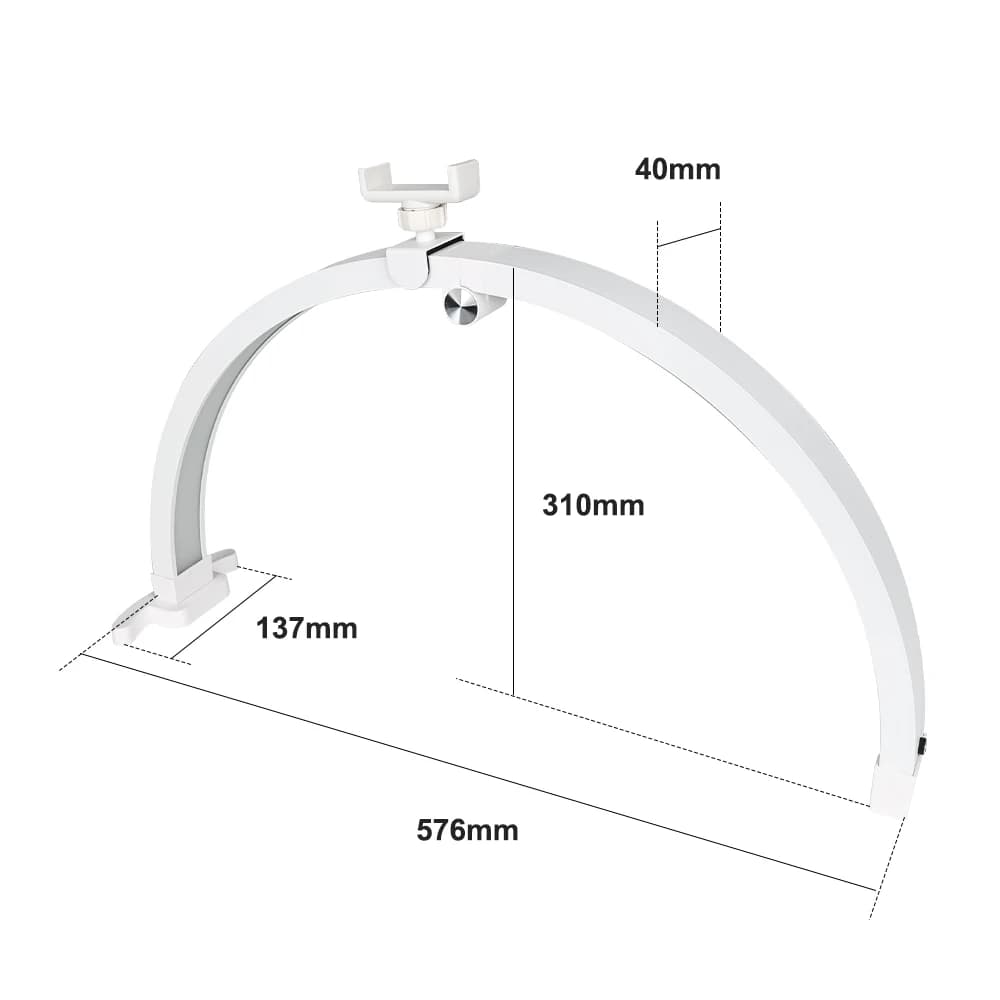 Lampe de bureau demi-lune pour ongles, 20 pouces, 20W, 3200-5600K, commande tactile, pliable, pour m