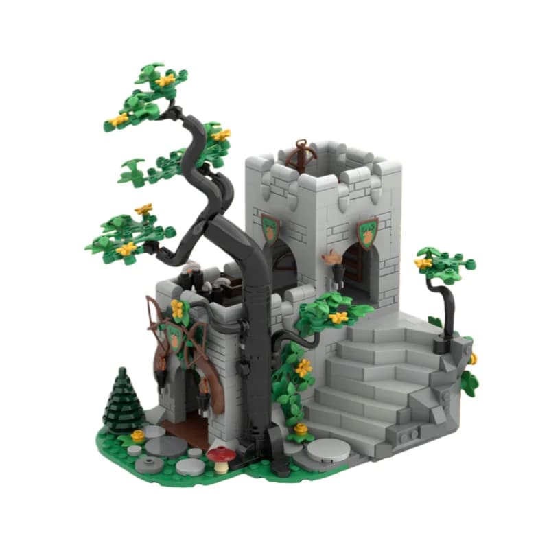 MOC – ensemble de construction de modèles de château médiéval, blocs de puzzle en petites parties, 6