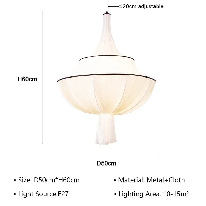 Lampe suspendue en tissu français, Vintage, pour plafond, hall d'hôtel, wabi-sabi, chambre à coucher
