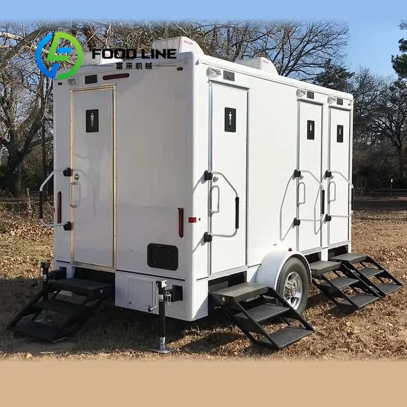 Remorque Sanitaire Mobile de Luxe Australienne à 4 Cabines, Taille Personnalisée, avec Salle de Bain