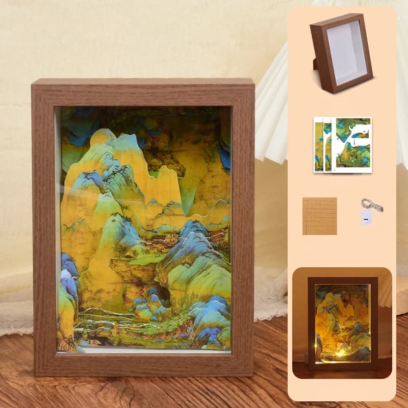 Kit DIY Lampe Boîte à Lumière 3D en Papier Sculpté, Veilleuse Faite Main, Cadre Photo Ciel Étoilé, O