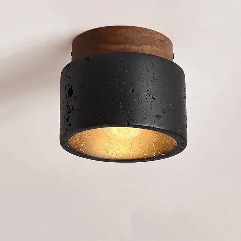 Wabi-sabi plafonnier noir grotte pierre porche balcon lumière Europe du nord plafond lustre pour la 