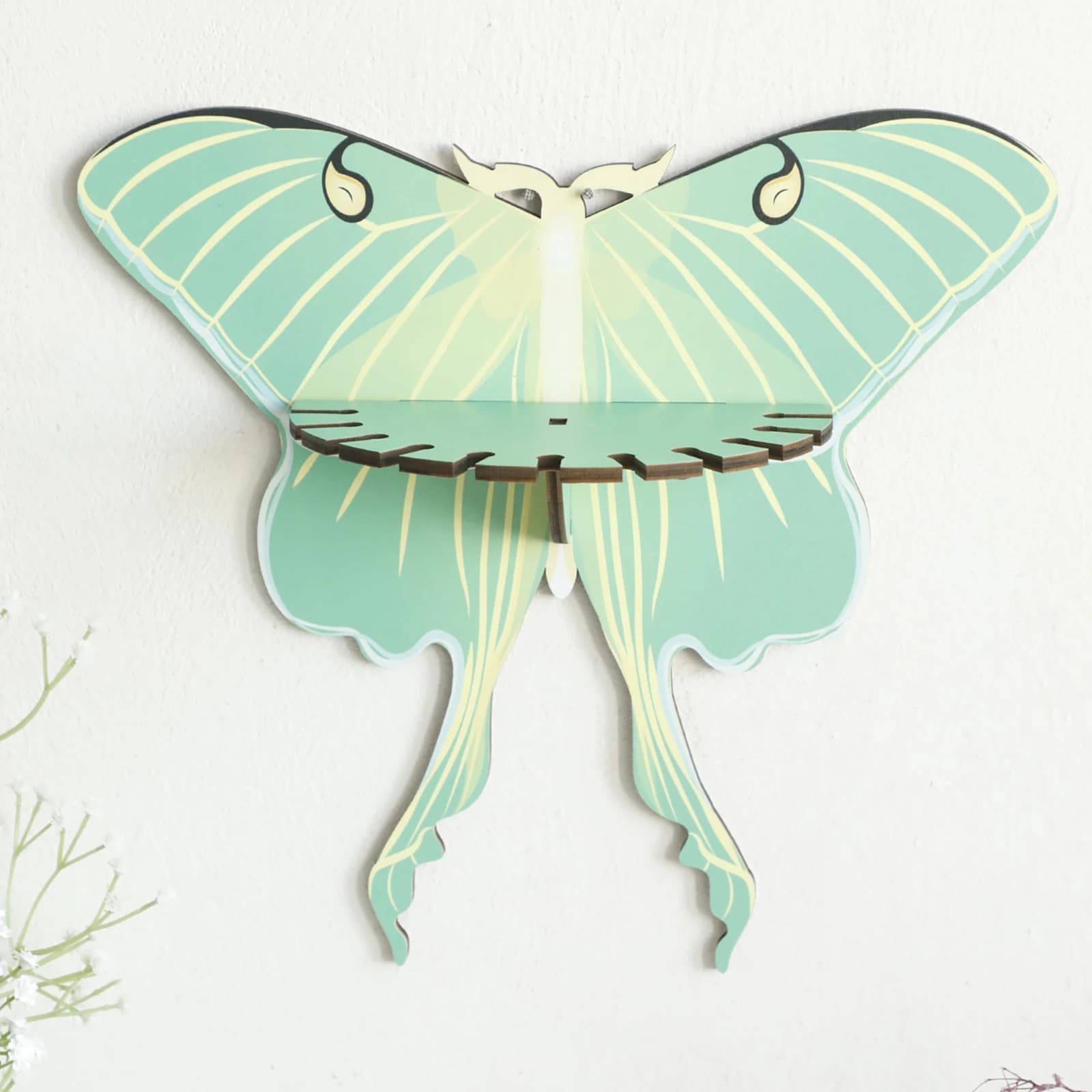 Étagère murale flottante en bois papillon, décoration de la maison Boho, présentoir, chambre ouverte