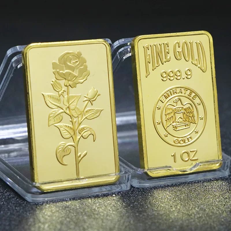 1 pièces 999 or fin moyen-orient saoudien pièce barre d'or Rose pièce d'or pièces commémoratives obj