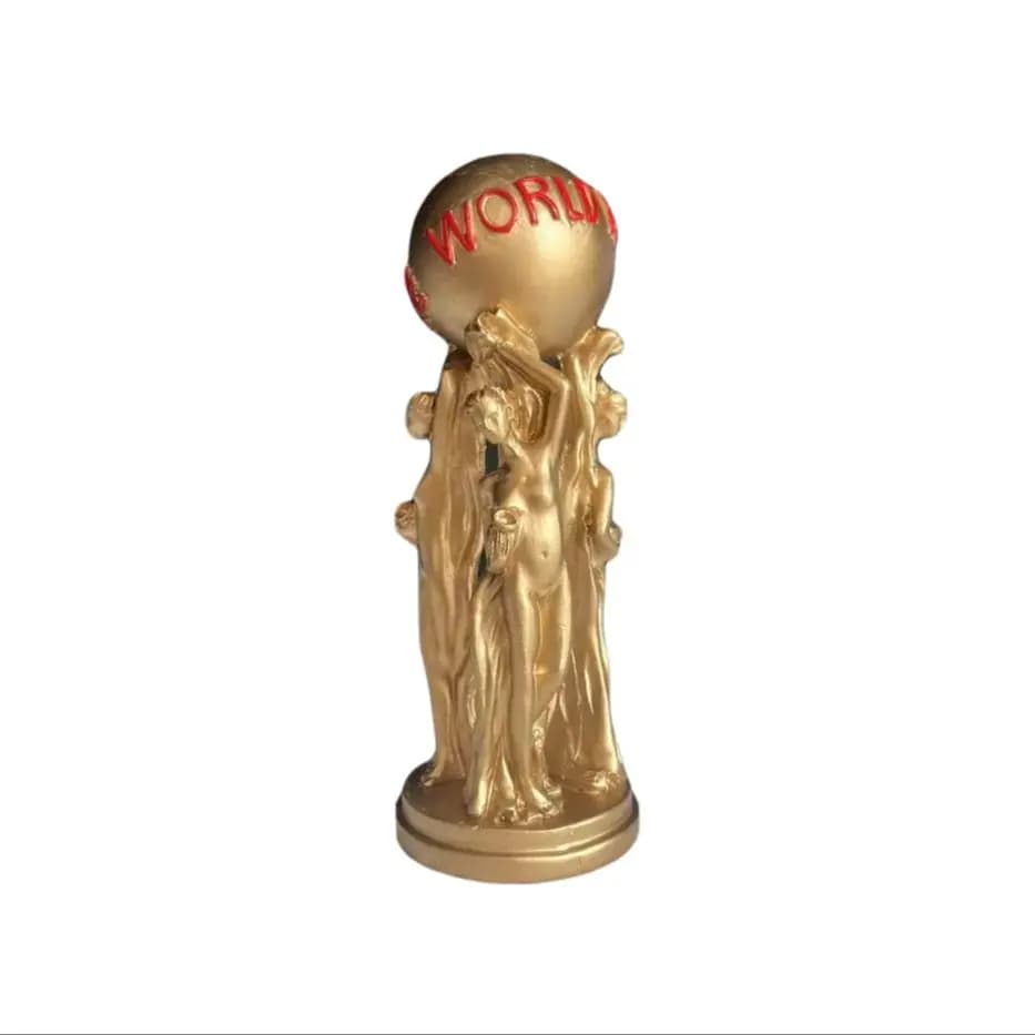 Sculpture de globe terrestre de luxe en résine dorée, statue « Le monde est à vous », figurine pour 