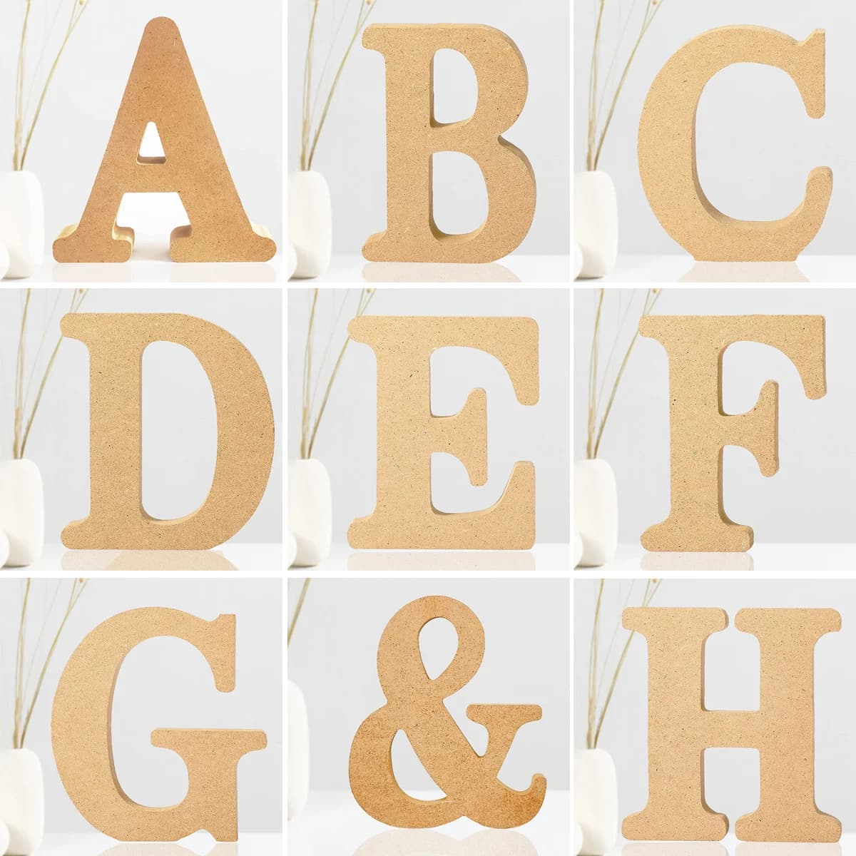 Lettres en bois designables de 6 pouces, lettres en bois inachevées pour décoration murale, lettres 