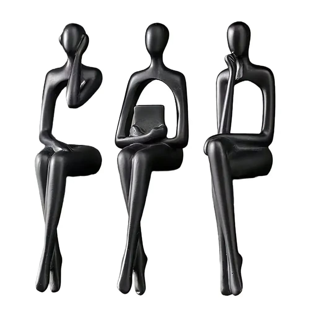 Ensemble de 3 sculptures abstraites de figures humaines, statues d'art en résine modernes pour la dé