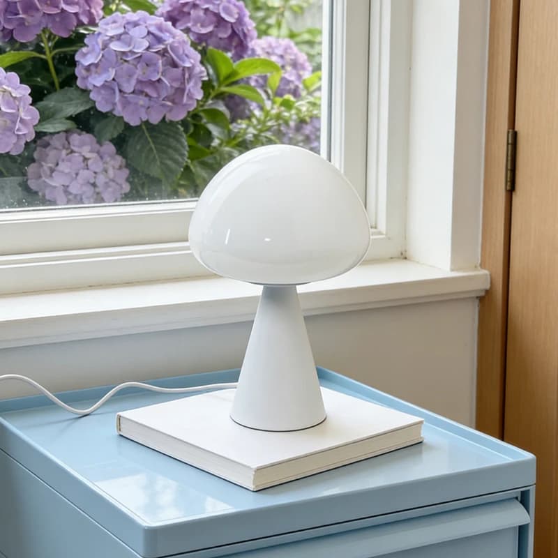 Lampe de table en verre en forme de mini parapluie champignon, lampe de chevet style forêt rustique,