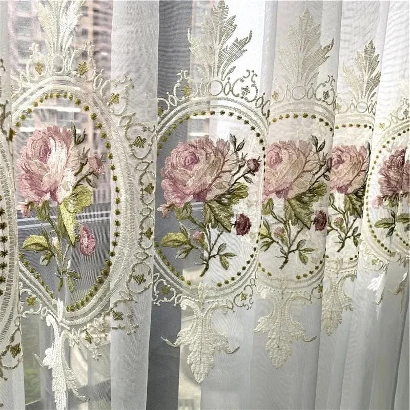 Rideaux en Tulle brodés de luxe, 1 pièce, pour salon, chambre à coucher, décor occultant, élégant fl