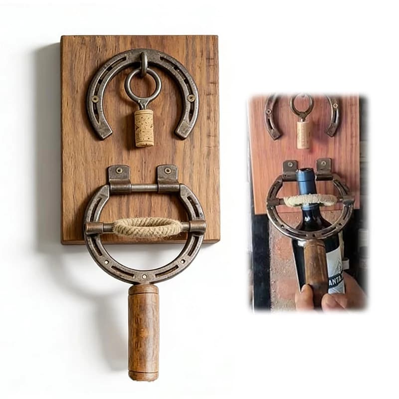 Ouvre-bouteille en fer forgé rustique vintage, décoration murale de cuisine, idée cadeau unique pour