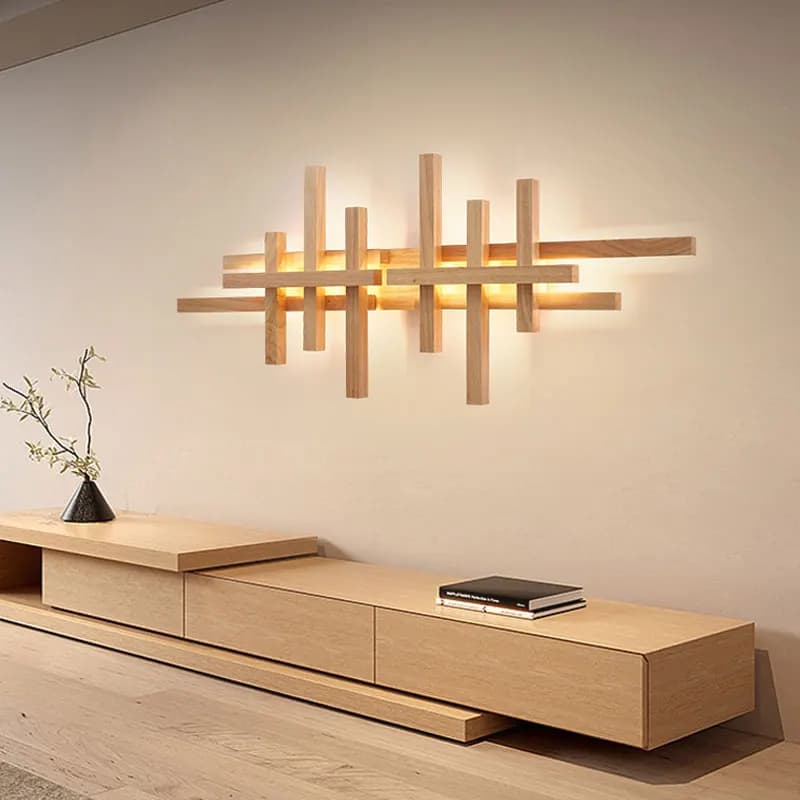Applique Murale LED en Bois au Design Moderne, Luminaire Décoratif d'Nik, Idéal pour un Salon, une C