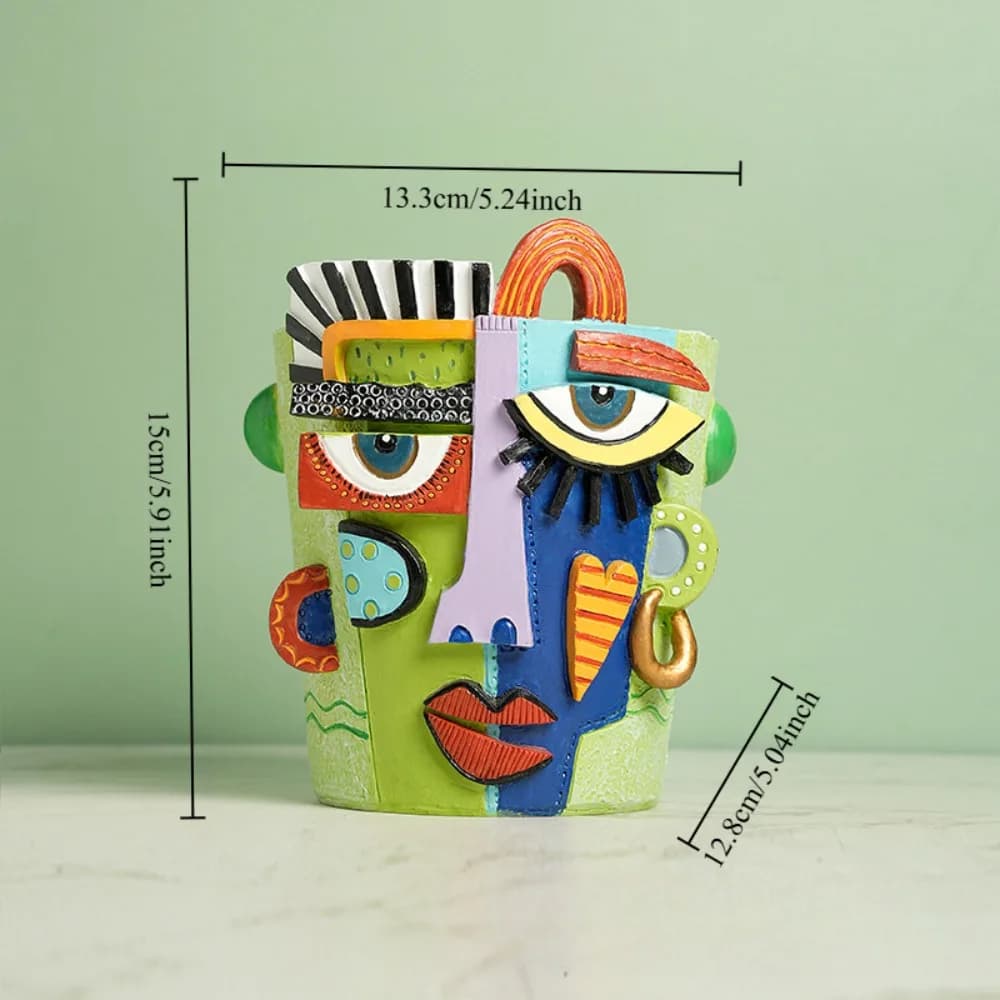Pot de fleurs décoratif abstrait en forme de visage, style Picasso, pour plantes succulentes, orneme