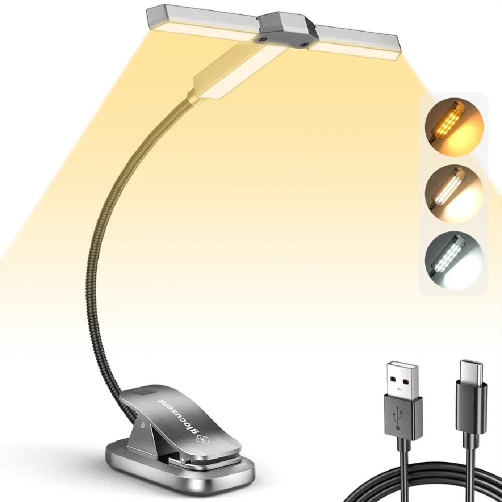Lampe de lecture Led à trois têtes, 1000mAh, Rechargeable par Usb, veilleuse à intensité variable, M
