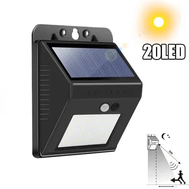 Applique murale solaire à 100 LED sans fil avec détecteur de mouvement, imperméable, luminaire décor