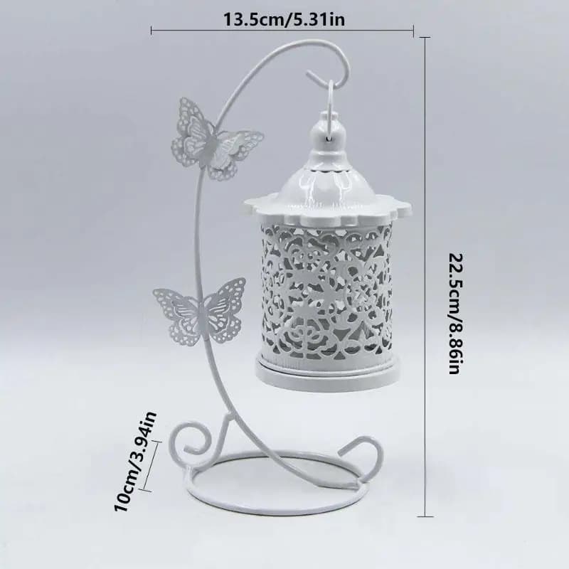 Lanterne suspendue en fer de 23 cm avec panier en verre pour bougie, support décoratif pour petits o