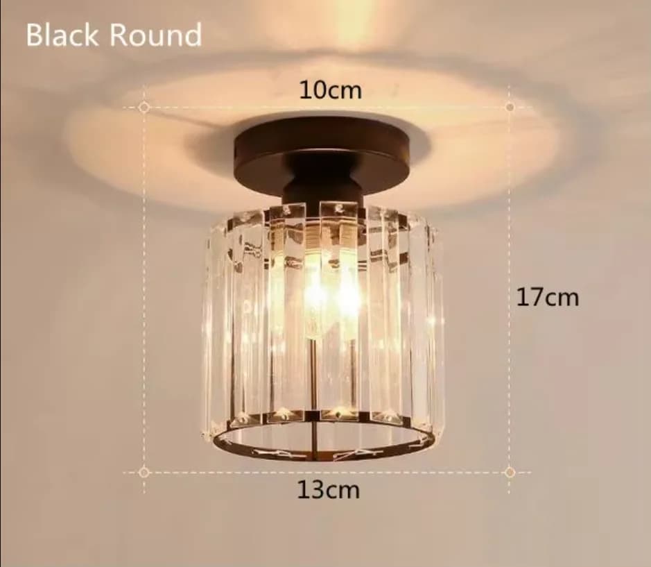 Plafonnier en cristal lampe moderne cuisine noire avec abat-jour Transparent couloir salle à manger 