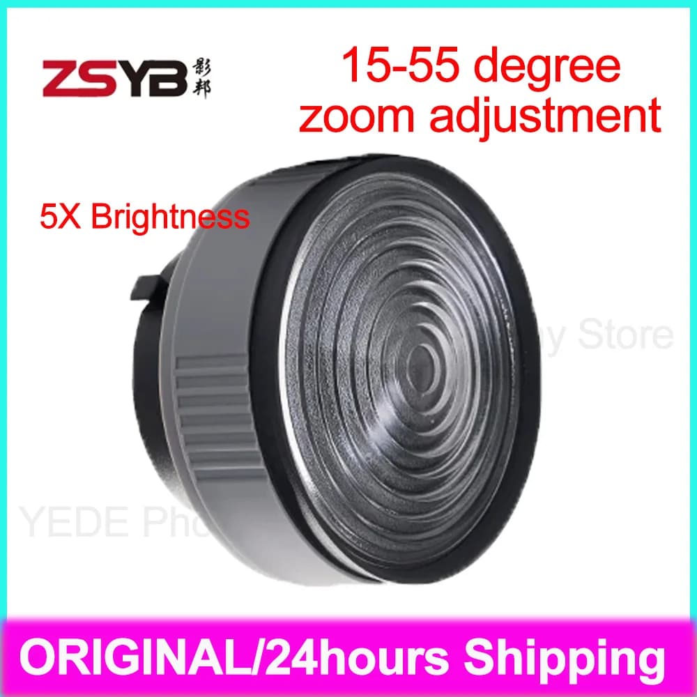 Lentille Fresnel ZSYB YF-140 pour lampe de photographie ZSYB, luminosité 5X, baïonnette Bowen, régla