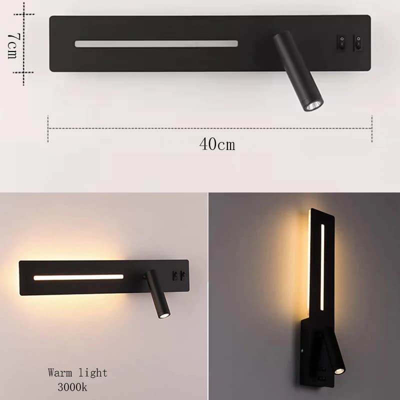 Applique Murale LED avec Chargeur USB pour Téléphone Portable, Luminaire Décoratif d'Nikavec Joli, I