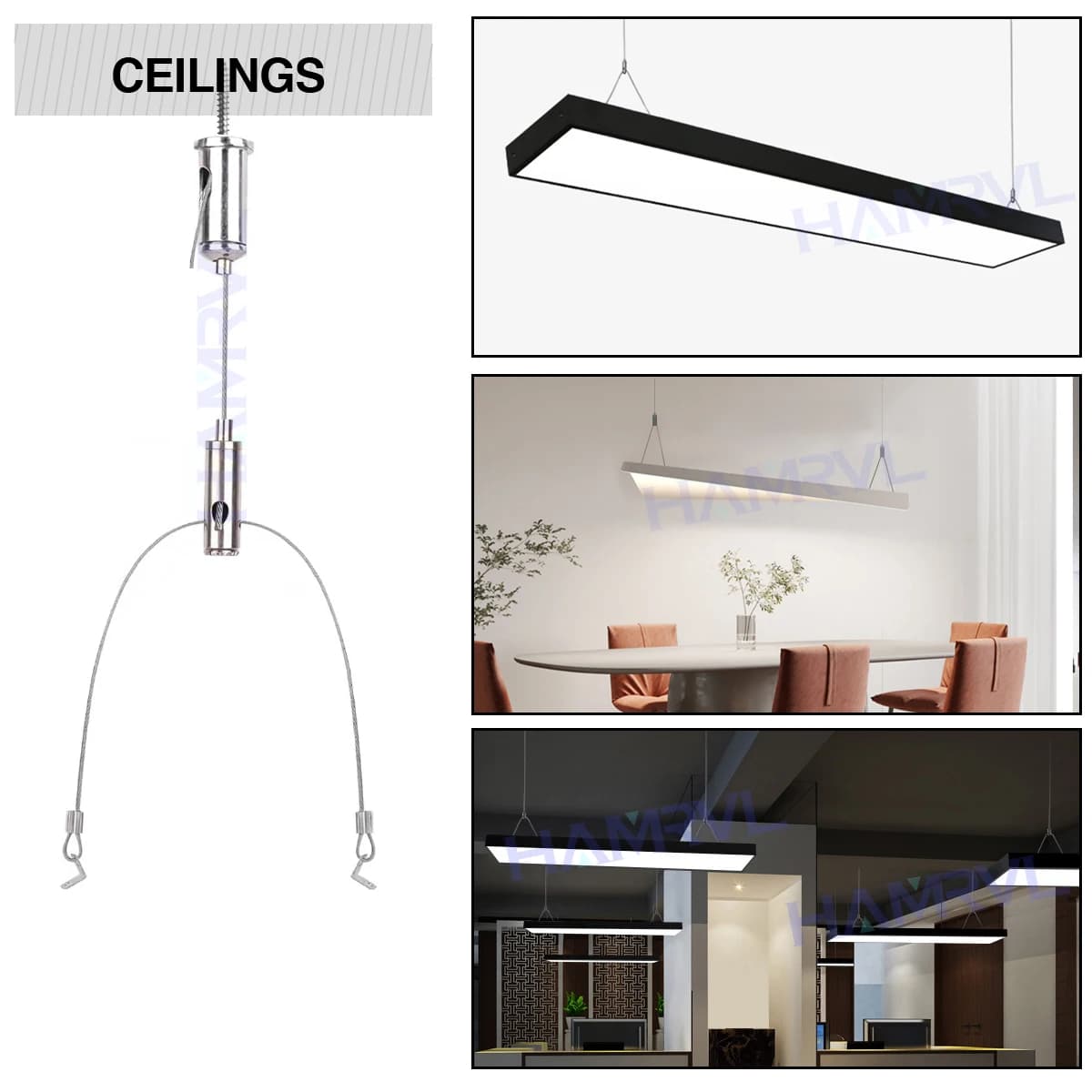 Kit de Suspension de lumières de 1.5m, Luminaire réglable, câble en acier pour Aquarium, panneau d'a
