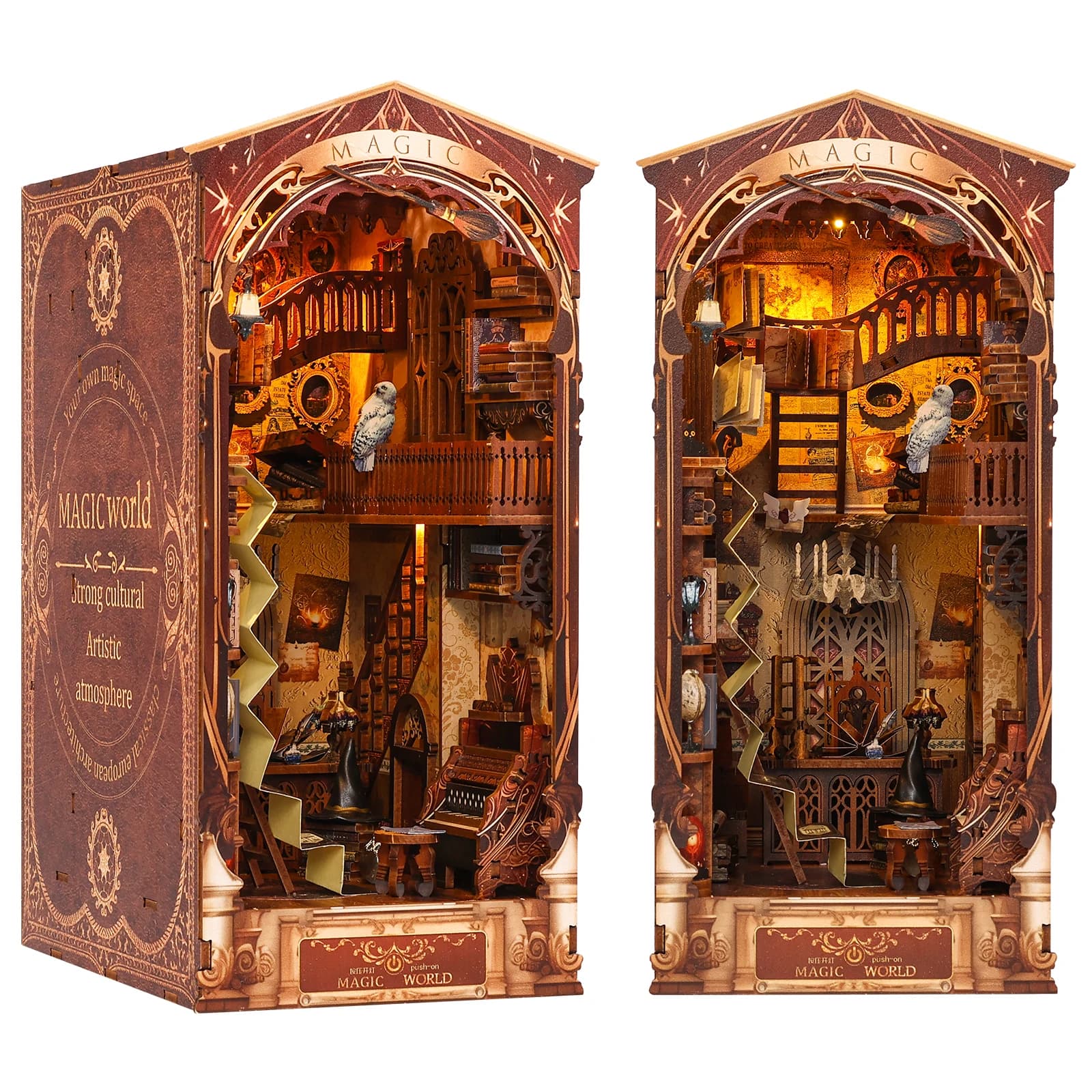 Nouveau bricolage livre coin Kit 3D étagère en bois Kits de construction miniatures décor à la maiso