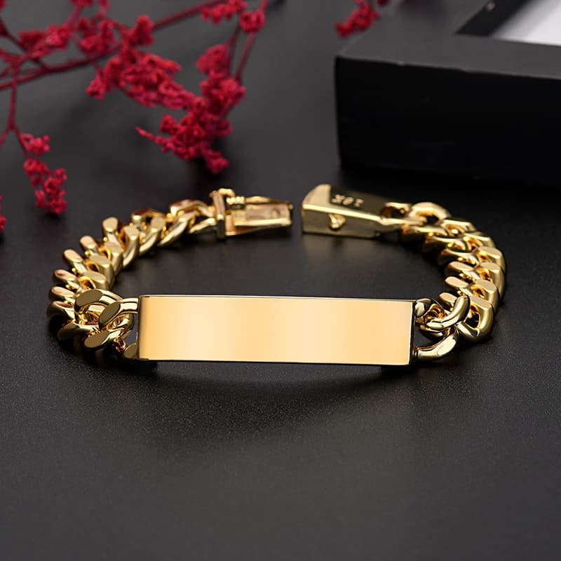 Bracelet Rectangulaire en Galvanoplastie Jaune pour Homme et Femme, Bijoux Cubains, Accessoires Hip 