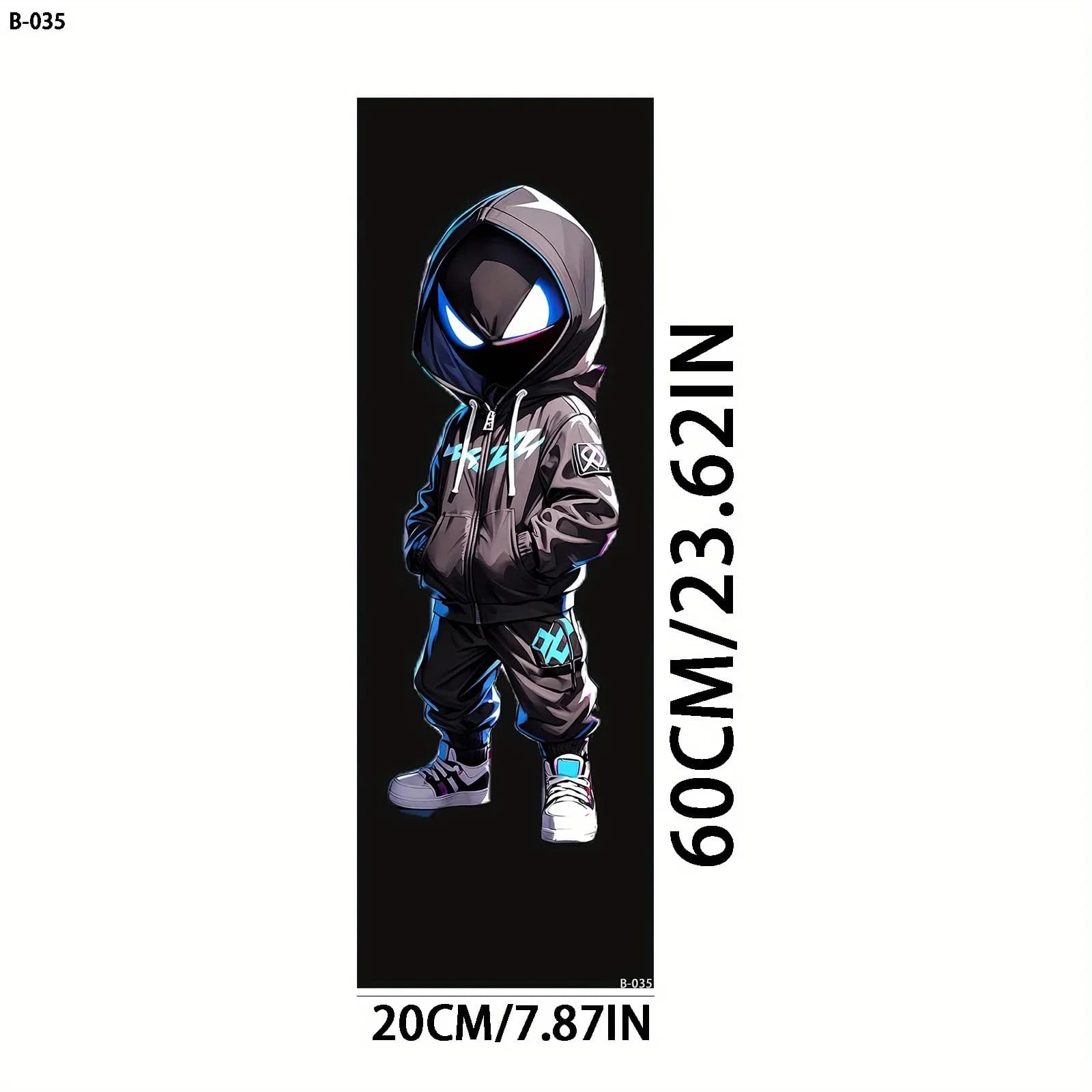 1 grand autocollant de scooter à motif de personnage à capuche cool et élégant, kit de bricolage de 