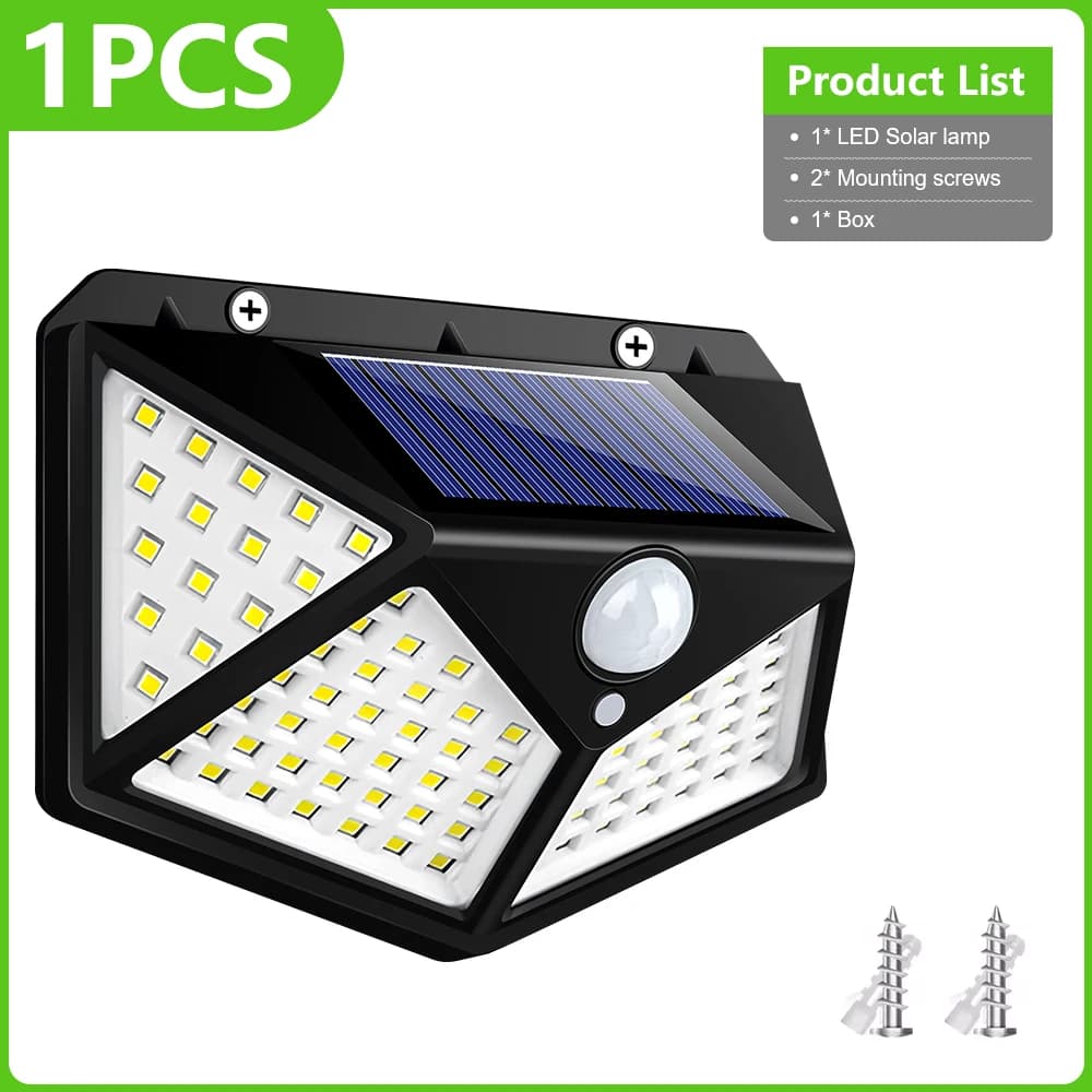 Lampe solaire à 500 LED pour l'extérieur, applique murale avec capteur de mouvement, lampe de décora