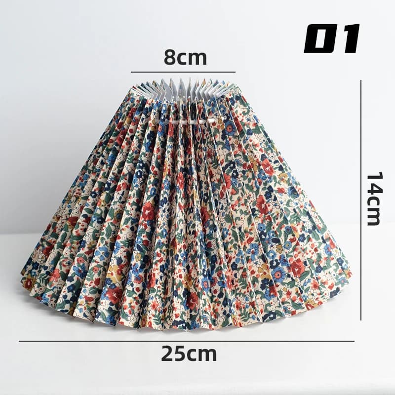 Abat-jour de Table plissé de Style pastoral, tissu en lin, motif Floral rétro, pour chambre à couche