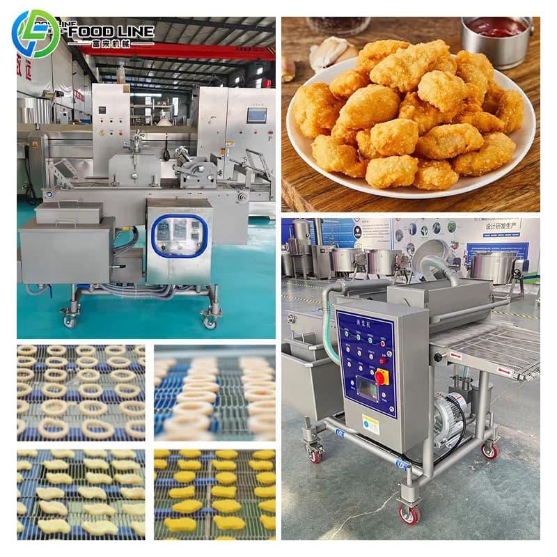 Ligne de production de nuggets de poulet en acier inoxydable de qualité alimentaire, haute capacité