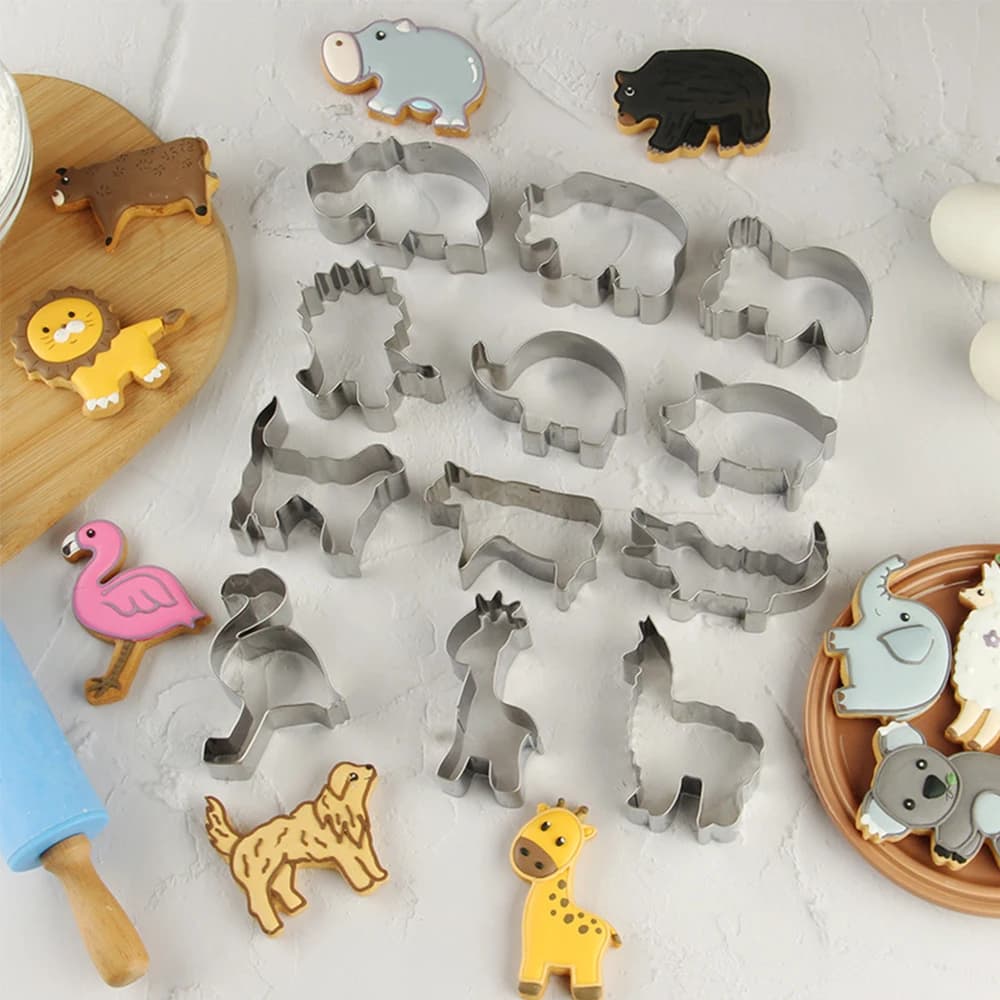 Ensemble de découpoirs à biscuits, 12 pièces, animaux de dessin animé en acier inoxydable, qualité a